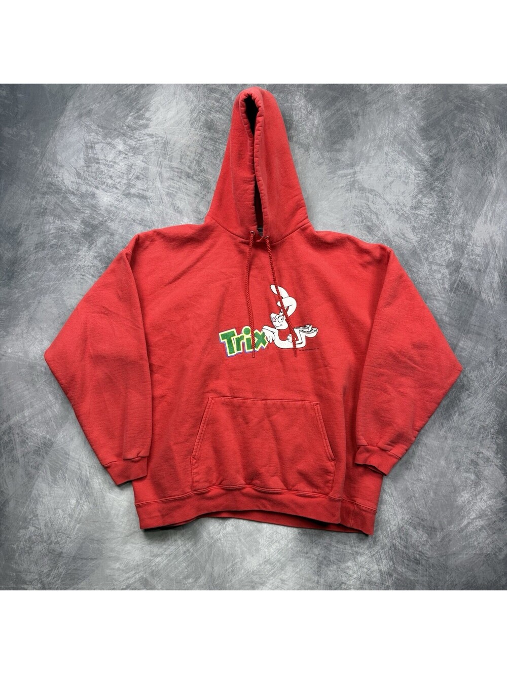 Vintage y2k 2000 Trix Are For Kids Pullover Hoodie Sweatshirt Red Size XL
